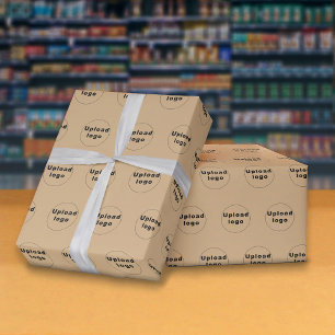 Seamless Business Logo Light Brown Wrapping Paper