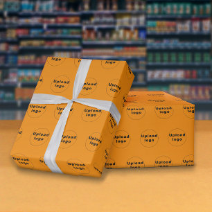 Seamless Business Logo Orange Wrapping Paper