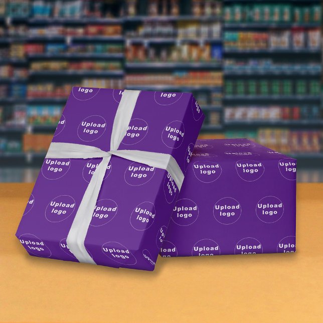 Seamless Business Logo Purple Wrapping Paper (Seamless pattern of your business logo on purple wrapping paper.)