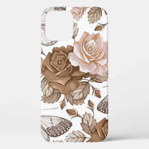 Seamless Butterflies moths insect fly. Flowers pat iPhone 12 Case