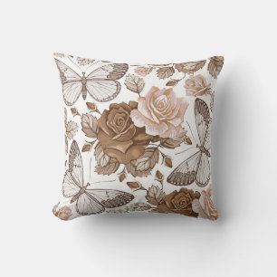 Seamless Butterflies moths insect fly. Flowers pat Cushion