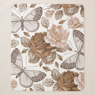 Seamless Butterflies moths insect fly. Flowers pat Sherpa Blanket
