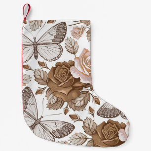 Seamless Butterflies moths insect fly. Flowers pat Small Christmas Stocking