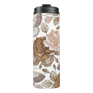Seamless Butterflies moths insect fly. Flowers pat Thermal Tumbler