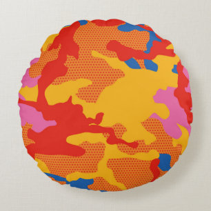 Seamless camouflage background pattern. Seamless c Round Cushion