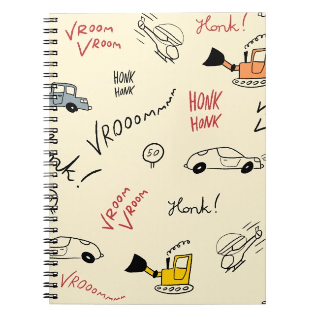 Seamless Car Drawings: Kids Bedsheet Notebook (Front)