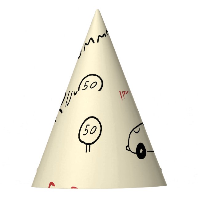 Seamless Car Drawings: Kids Bedsheet Party Hat (Front)