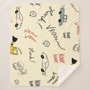Seamless Car Drawings: Kids Bedsheet Sherpa Blanket