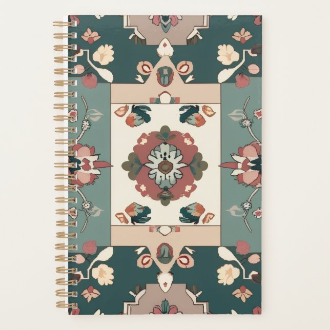 Seamless Carpet-Inspired Notebook Geometric&Floral Planner (Front)