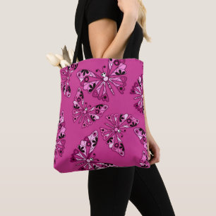 Seamless cartoon fun kids abstract buttefly patter tote bag