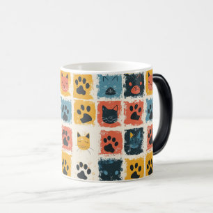Seamless Cat Cartoon Paws Fun Pattern Design Magic Mug