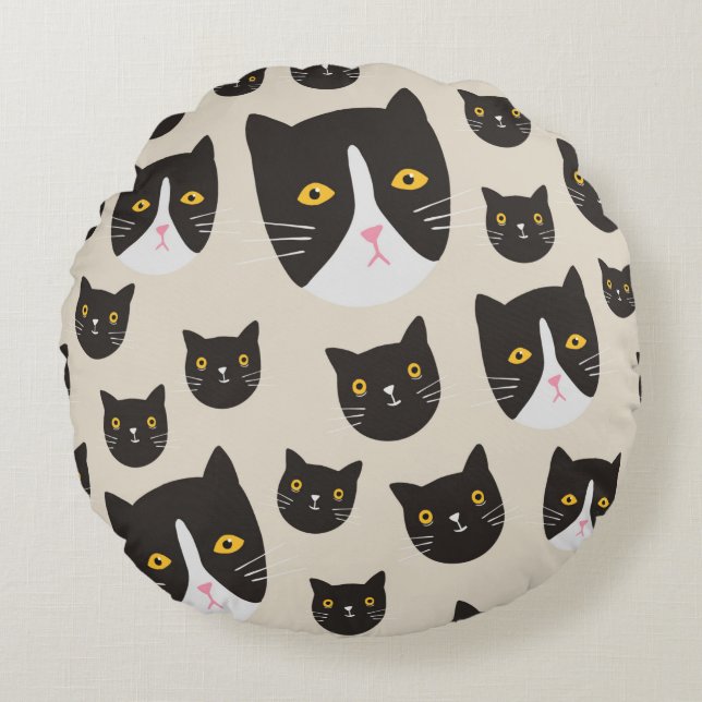Seamless cat pattern/ round cushion (Front)