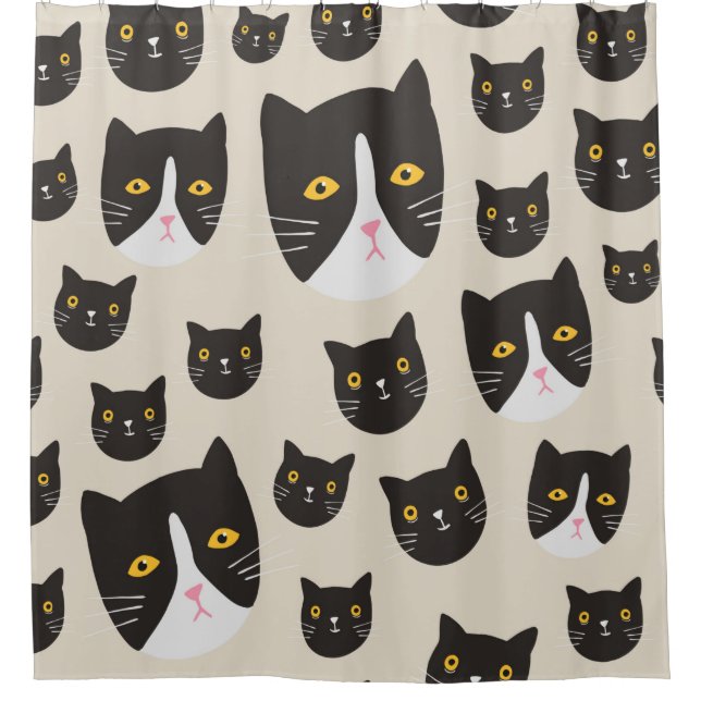 Seamless cat pattern/ shower curtain (Front)