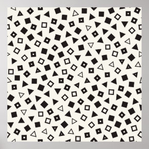 Seamless chaotic patterns. Randomly scattered geom Poster