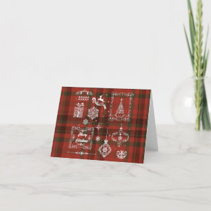 Seamless Chequered Christmas Decoration Red-white  Card