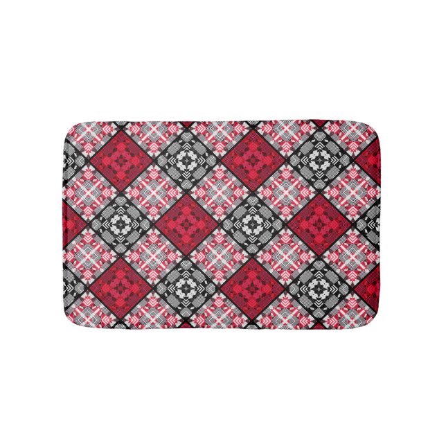 Seamless chequered plaid abstract squares geometri bath mat (Front)