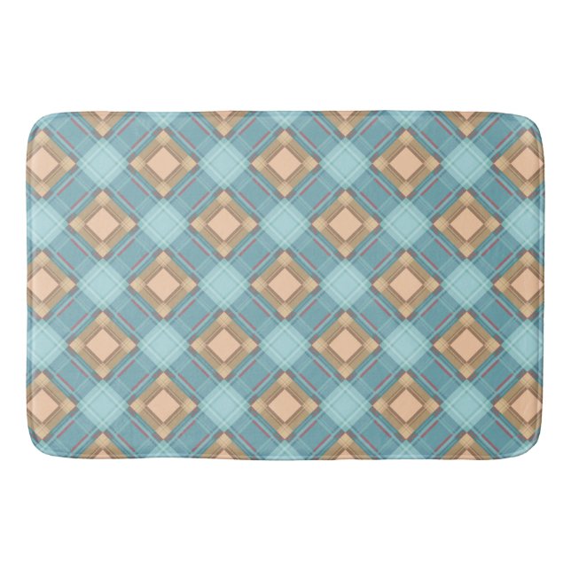 Seamless chequered plaid abstract squares geometri bath mat (Front)