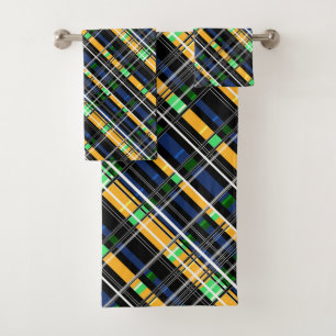 Seamless chequered plaid abstract squares geometri bath towel set