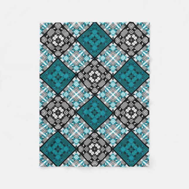 Seamless chequered plaid abstract squares geometri fleece blanket (Front)