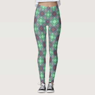 Seamless chequered plaid abstract squares geometri leggings