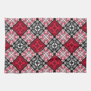 Seamless chequered plaid abstract squares geometri tea towel