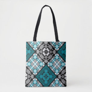 Seamless chequered plaid abstract squares geometri tote bag
