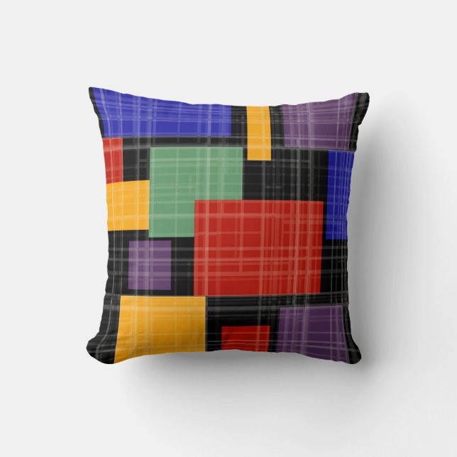 Seamless chequered plaid geometrical squares lined cushion (Front)