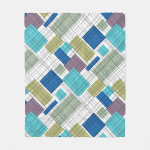 Seamless chequered plaid geometrical squares lined fleece blanket