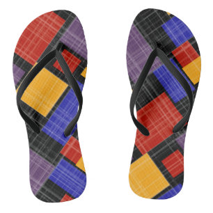 Seamless chequered plaid geometrical squares lined flip flops