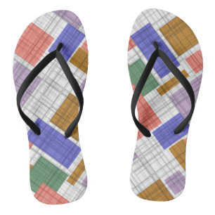 Seamless chequered plaid geometrical squares lined flip flops