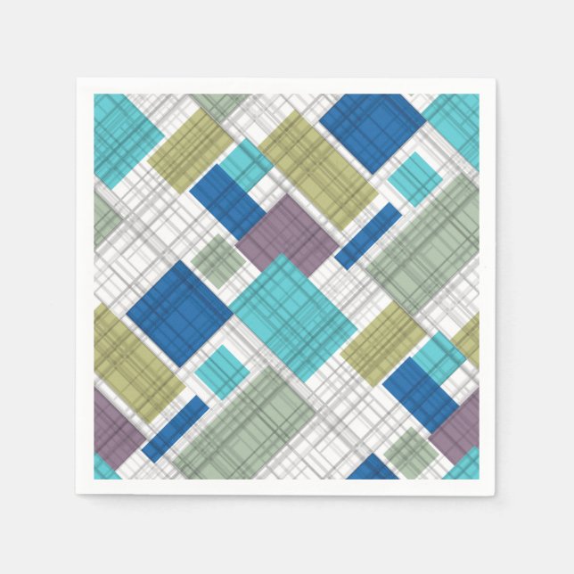 Seamless chequered plaid geometrical squares lined napkin (Front)