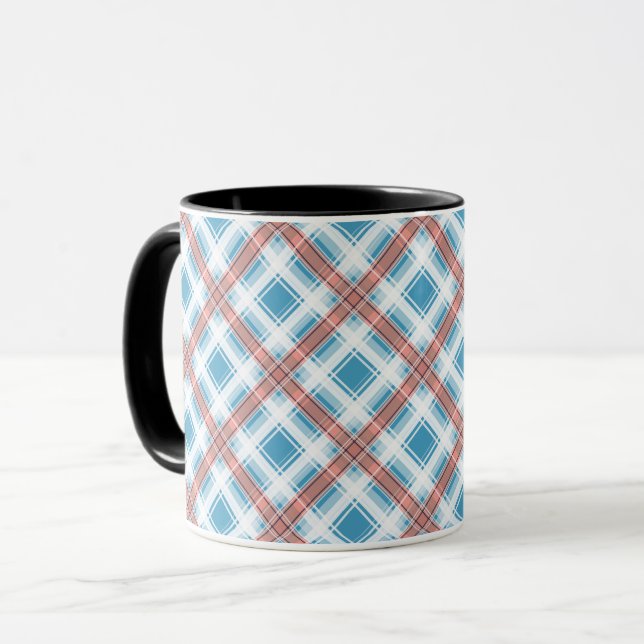 Seamless chequered plaid lined abstract pattern be mug (Front Left)