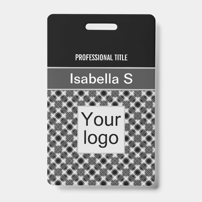 Seamless chequered plaid lined abstract pattern  ID badge (Front)