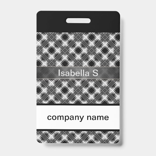 Seamless chequered plaid lined abstract pattern re ID badge (Front)