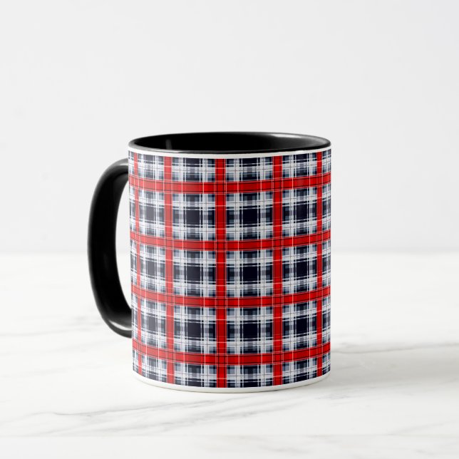 Seamless chequered plaid lined abstract pattern re mug (Front Left)