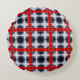 Seamless chequered plaid lined abstract pattern re round cushion