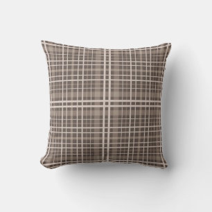 Seamless chequered plaid tartan beige brown patter cushion