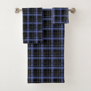 Seamless chequered plaid tartan lined striped patt bath towel set