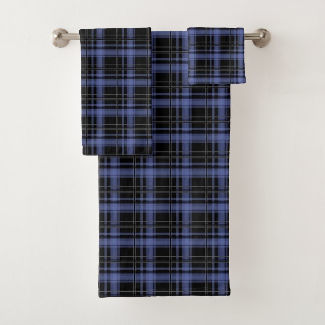 Seamless chequered plaid tartan lined striped patt bath towel set (Insitu)