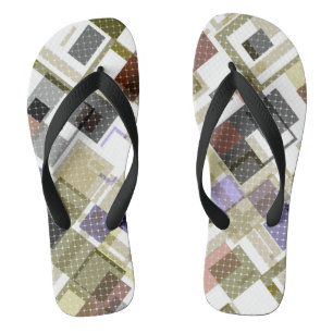 Seamless chequered plaid tartan pattern green brow flip flops