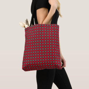 Seamless chequered plaid tartan pattern red grey tote bag