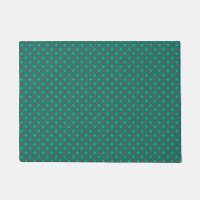 Seamless chequered plaid tartan scottish green gra doormat (Front)