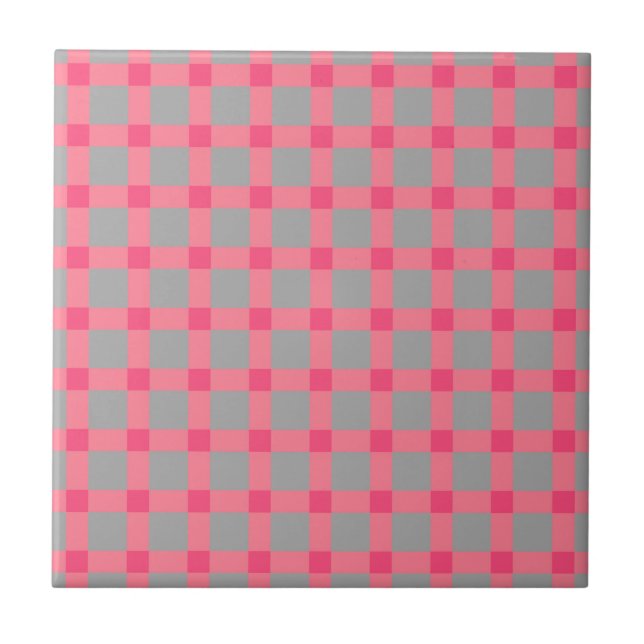 Seamless chequered plaid tartan scottish pink grey tile (Front)