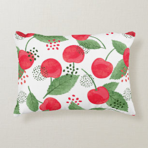 Seamless cherry pattern. Vintage watercolor illust Decorative Cushion