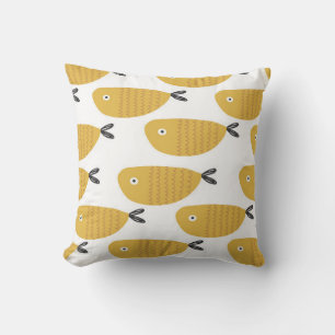 Seamless childish pattern with funny fishes. Creat Cushion