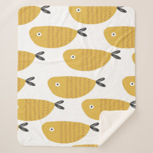 Seamless childish pattern with funny fishes. Creat Sherpa Blanket