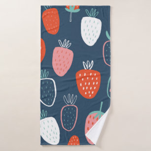 Seamless childish pattern with hand drawn strawber bath towel