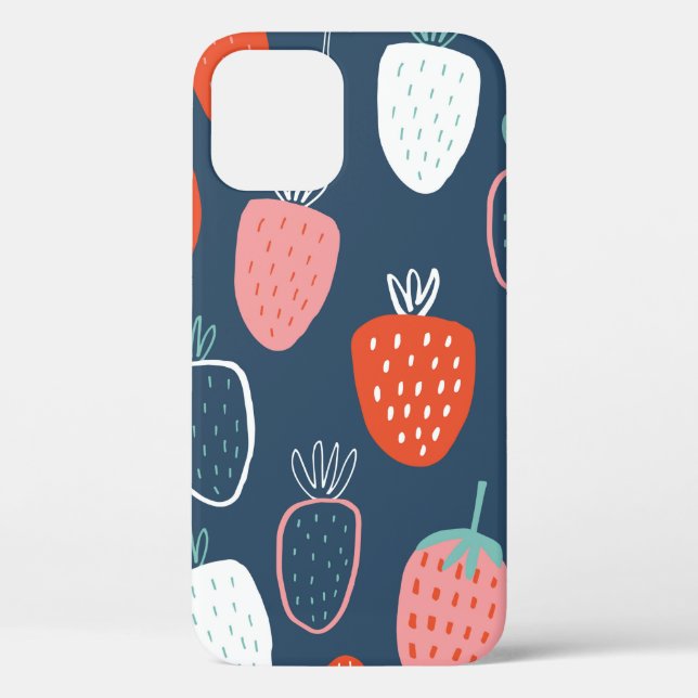 Seamless childish pattern with hand drawn strawber Case-Mate iPhone case (Back)