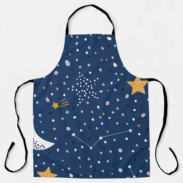 Seamless childish pattern with night starry sky. C Apron (Front)