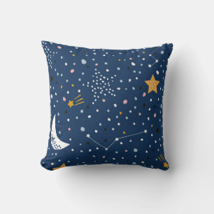 Seamless childish pattern with night starry sky. C Cushion